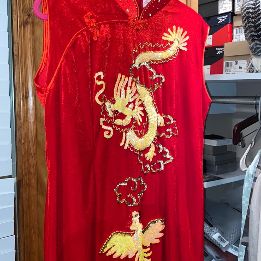 Vintage boutique Kimono style dress with hand stitched sequins